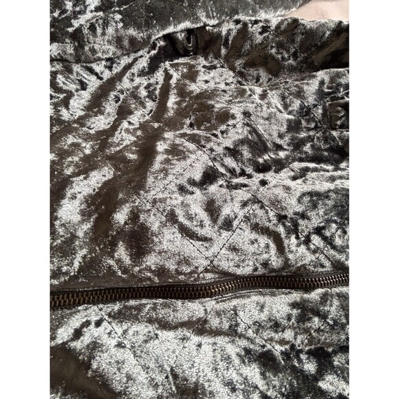 Jade & Ivory Quilted Crushed Velvet Sage Green Whimsigoth Bomber Jacket Zip M - Picture 8 of 10